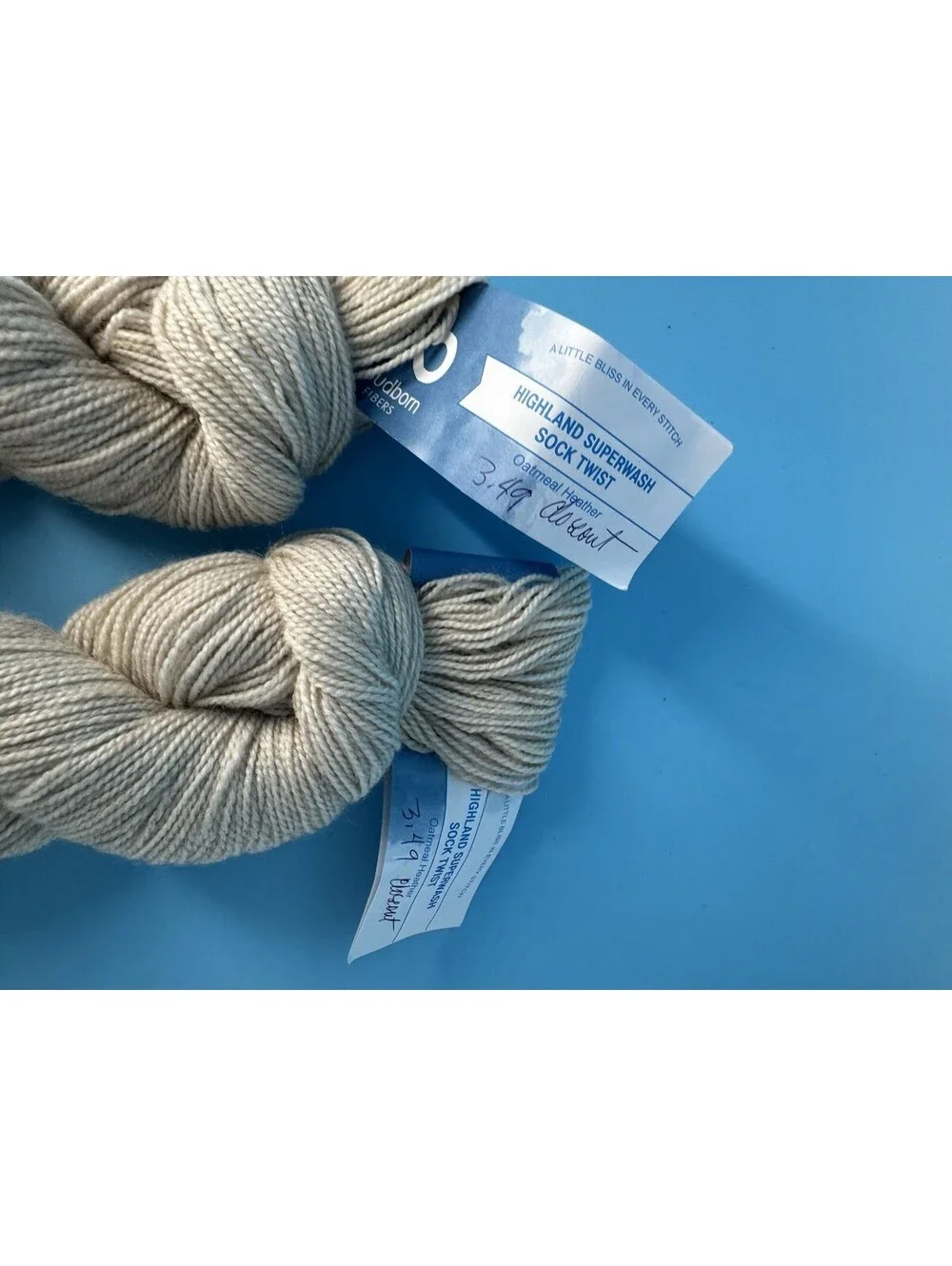 2 Cloudborn Highland Superwash Sock Twist Yarn Oatmeal Heather Dye Lot 24-E